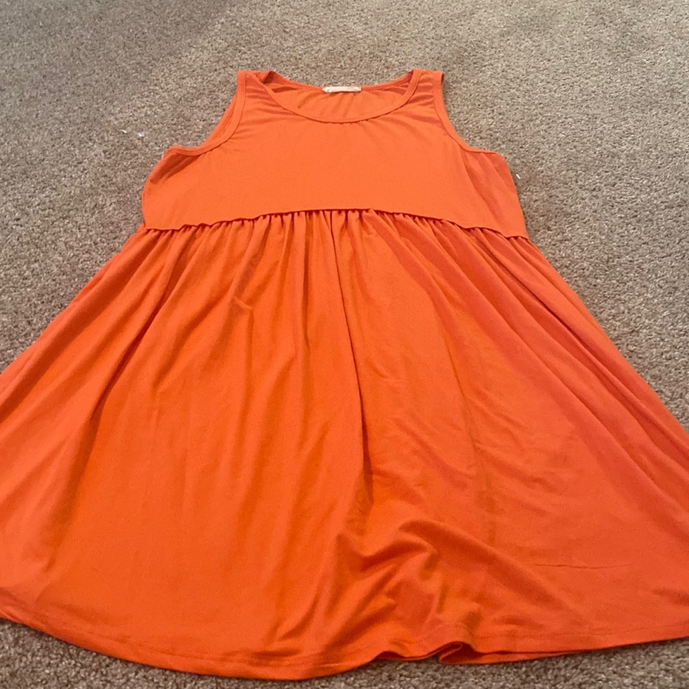 Orange sleeveless babydoll dress